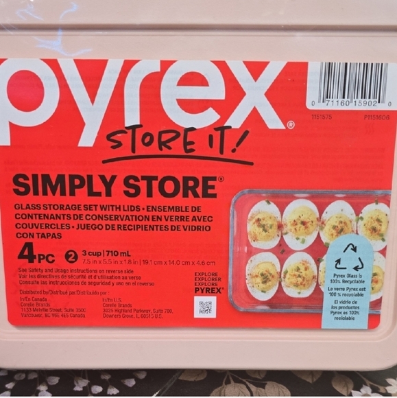 Pyrex Simply Store Glass Set with Red Label - Picture 1 of 1